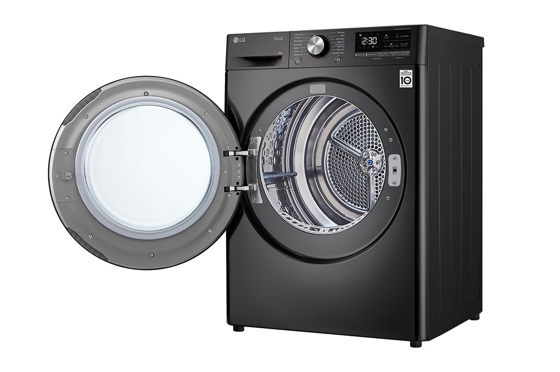 LG Sort 9-kg DUAL Inverter Heat Pump™ Tørketrommel med Eco Hybrid™og Varmepumpeteknologi , Right Open, RV9DN903P, thumbnail 10