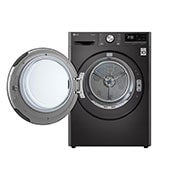 LG Sort 9-kg DUAL Inverter Heat Pump™ Tørketrommel med Eco Hybrid™og Varmepumpeteknologi , Front open view, RV9DN903P, thumbnail 2