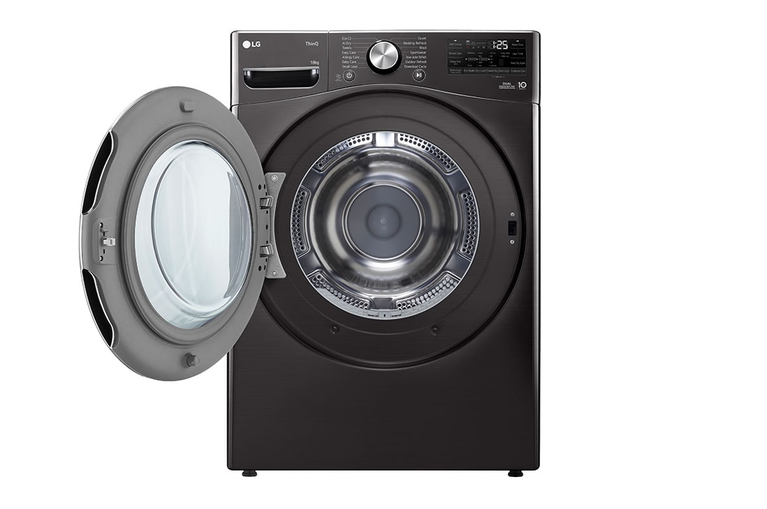 LG RH18U8JVCW-18kg DUAL Inverter Heat Pump™ | LG Norge, Front View with open door, RH18U8JVCW, thumbnail 2