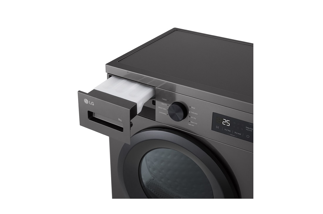 LG 8 kg Tørketrommel (Dark Silver) - Energiklasse D/A++ med Heat Pump, detail view, RHA1008NDK, thumbnail 5