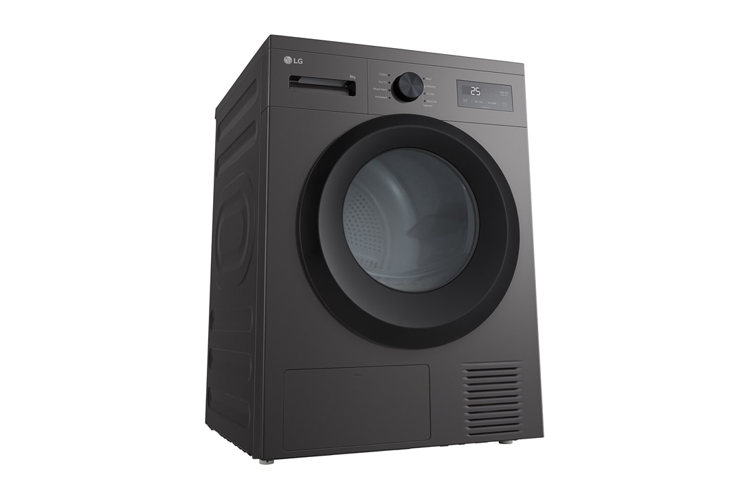 LG 8 kg Tørketrommel (Dark Silver) - Energiklasse D/A++ med Heat Pump, 30° view, RHA1008NDK, thumbnail 7