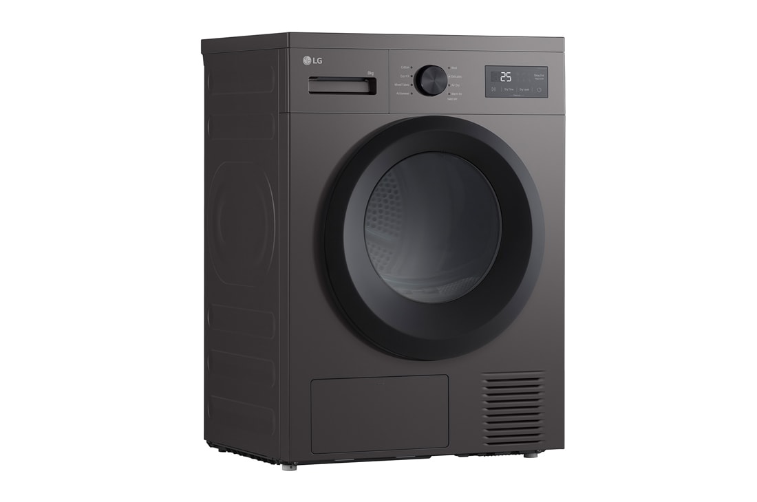 LG 8 kg Tørketrommel (Dark Silver) - Energiklasse D/A++ med Heat Pump, 30° view, RHA1008NDK, thumbnail 12