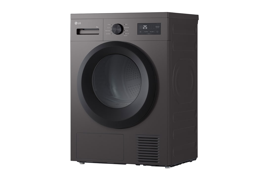 LG 8 kg Tørketrommel (Dark Silver) - Energiklasse D/A++ med Heat Pump, -30° view, RHA1008NDK, thumbnail 13