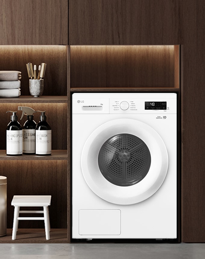 LG tørketrommel i stuen.