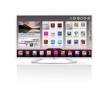 LG SMART LED-tv. 0,9 GHz prosessor og 1,25 GB RAM. Klar for Wi-Fi, DLNA og Magic Remote. Ribbon Swivel-bordstativ i hvit design., 39LN577V