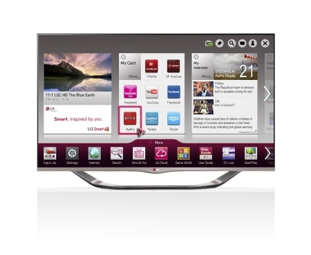 LG Gullfarget 42-tommers SMART-TV i Cinema Screen-design med Magic Remote, 0,9 GHz dobbeltkjerneprosessor og 1,25 GB RAM. Cinema3D, Wi-Fi og DLNA. , 42LA692V
