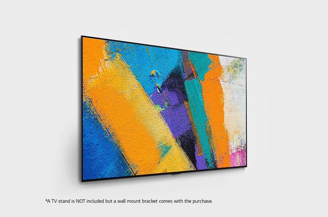 LG 65'' Gallery OLED GX 4K TV med integrert veggfeste, 60 degree side view with infill image, OLED65GX6LA, thumbnail 4