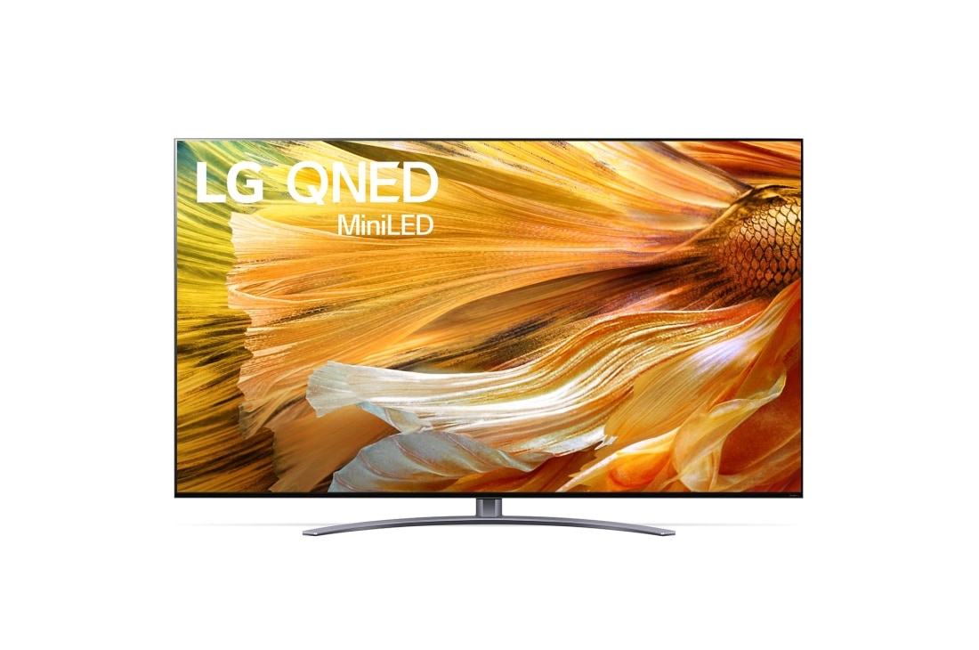 LG QNED91 75 inch 4K Smart  QNED MiniLED TV, LG QNED TV-en sett forfra, 75QNED916PA