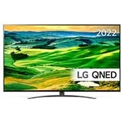 LG 75'' QNED 81 - QNED 4K Smart TV - 75QNED816QA, Visning forfra av LG QNED-TV med tilleggsbilde og produktlogo på, 75QNED816QA, thumbnail 1