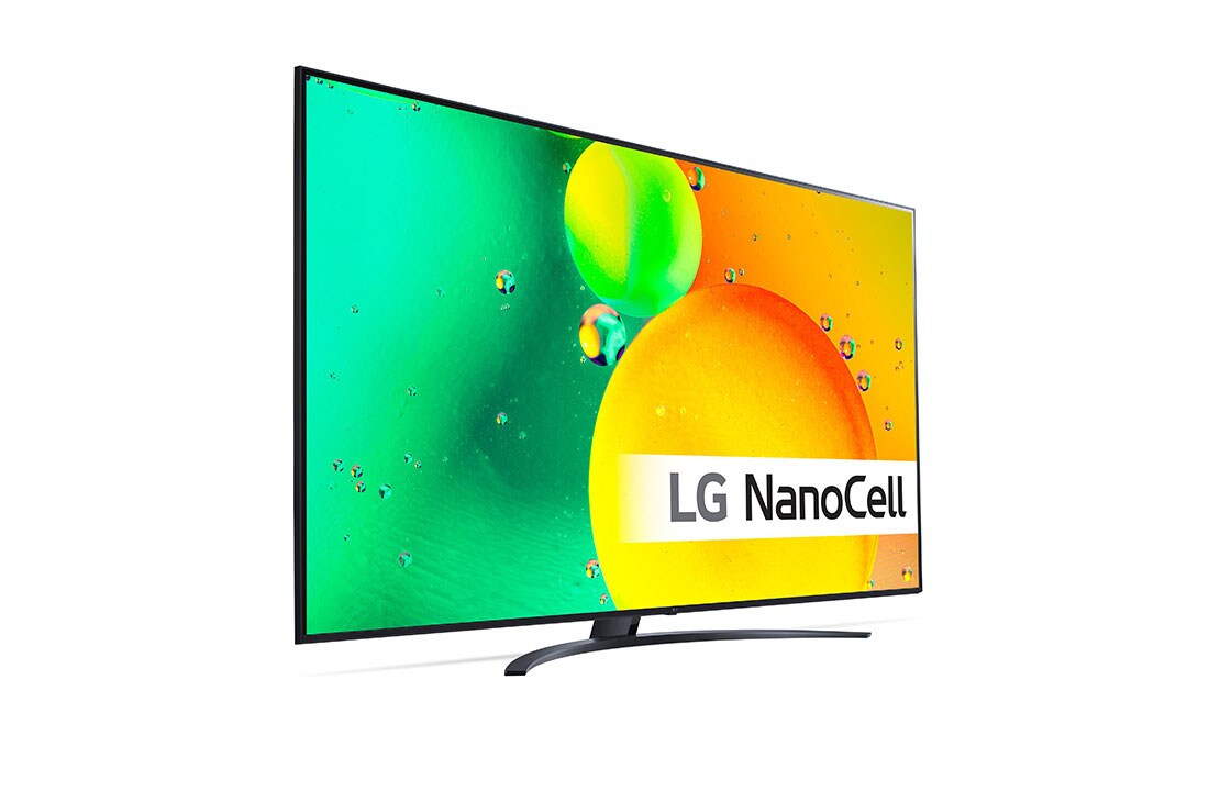 LG 75'' NANO 76 - NanoCell 4K Smart TV - 75NANO766QA, 30 graders sidevisning med innebygd bilde, 75NANO766QA, thumbnail 3