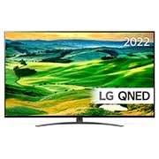 LG 65'' QNED 81 - QNED 4K Smart TV - 65QNED816QA, Visning forfra av LG QNED-TV med tilleggsbilde og produktlogo på, 65QNED816QA, thumbnail 1