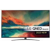 LG 75'' QNED 86 - QNED Mini LED 4K Smart TV - 75QNED866QA, Visning forfra av LG QNED-TV med tilleggsbilde og produktlogo på, 75QNED866QA, thumbnail 1
