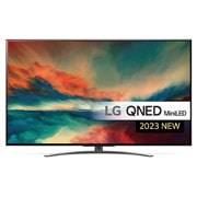 LG 65'' QNED 86 - QNED Mini LED 4K Smart TV - 65QNED866QA, Visning forfra av LG QNED-TV med tilleggsbilde og produktlogo på, 65QNED866QA, thumbnail 1