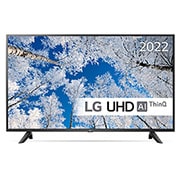 LG 55'' UQ7000 - 4K UHD Smart TV - 55UQ70006LB , Sett forfra av LGs UHD-TV med innfelt bilde og produktlogo, 55UQ70006LB, thumbnail 1