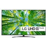LG 50'' UQ8100 - 4K UHD Smart TV - 50UQ81006LB, Sett forfra av LGs UHD-TV med innfelt bilde og produktlogo, 50UQ81006LB, thumbnail 1