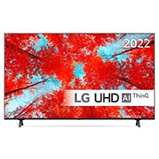 LG 60'' UQ9000 - 4K UHD Smart TV - 60UQ90006LA, Sett forfra av LGs UHD-TV med innfelt bilde og produktlogo, 60UQ90006LA, thumbnail 1