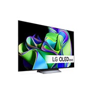 LG 65'' OLED evo C3 - 4K TV (2023), Litt vinklet visning fra høyre side med lydplanken nedenfor og tilleggshøyttaler ved siden. , OLED65C35LA, thumbnail 3