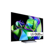 LG 55'' OLED evo C3 - 4K TV (2023), Litt vinklet visning fra høyre side med lydplanken nedenfor og tilleggshøyttaler ved siden. , OLED55C35LA, thumbnail 3
