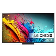 LG 86'' QNED AI 86 - 4K Smart TV (2024), LG QNED TV, QNED85 sett forfra med tekst fra LG QNED,  og 2024 på skjermen, 86QNED86T6A, thumbnail 1