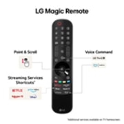 LG 55'' QNED AI 87 - 4K Smart TV (2024), LG Magic Remote Controller fremhever det enkle punktet og rullingen, strømmetjenestesnarveier og stemmekommando, 55QNED87T6B, thumbnail 8