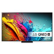 LG 65'' QNED AI 86 - 4K Smart TV (2024), LG QNED TV, QNED85 sett forfra med tekst fra LG QNED, Quantum Dot med NanoCell og 2024 på skjermen, 65QNED86T6A, thumbnail 1
