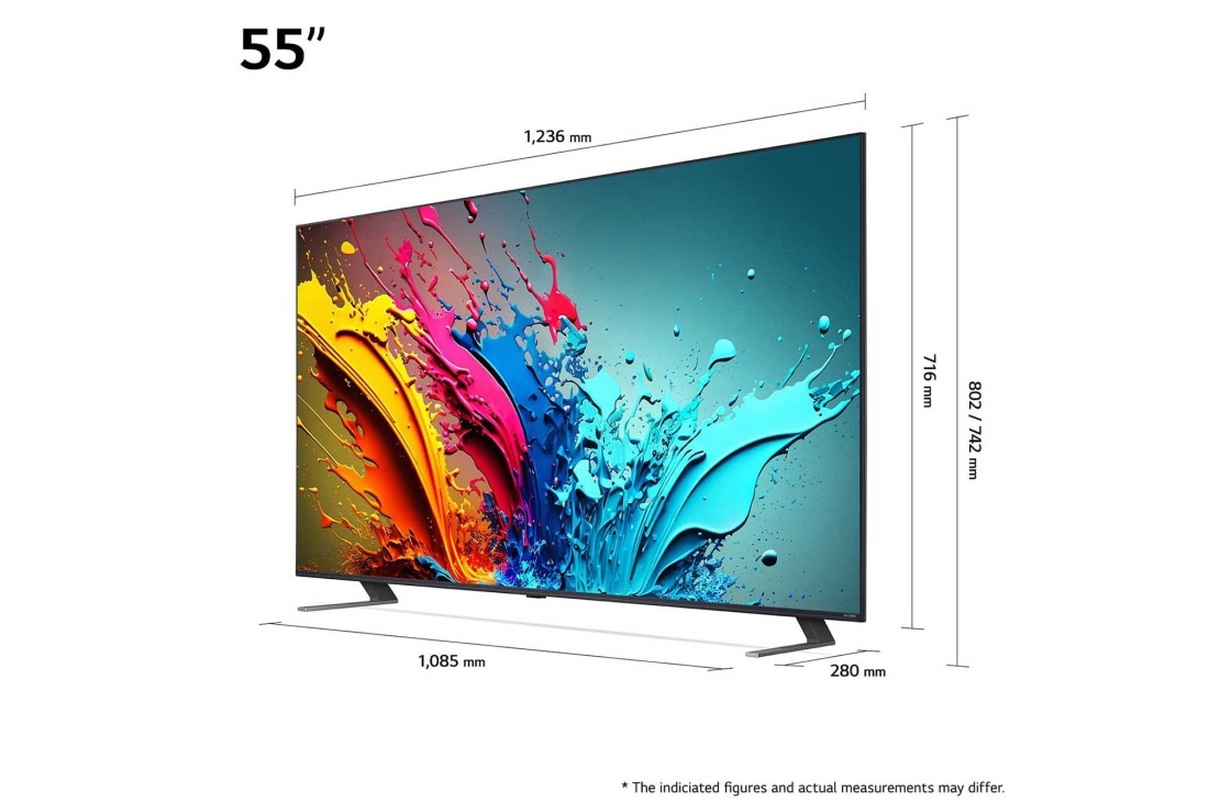 LG 55'' QNED AI 85 - 4K Smart TV (2024), LG QNED TV, QNED85 sett fra venstre i en liten vinkel, 55QNED85T6C, thumbnail 2