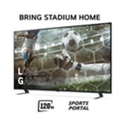 LG 75'' QNED AI 85 - 4K Smart TV (2024), Bring Stadium Home med TV som har fotballbilde med Love Games og 120 Hz, Sports Portal skrevet nederst, 75QNED85T6C, thumbnail 3