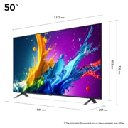 LG 50'' QNED AI 80 - 4K Smart TV (2024), Størrelsesoversikt over skjermbredde, skjermhøyde, total høyde med stativ, stativbredde og stativdybde, 50QNED80T6A, thumbnail 5