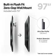 LG 97'' OLED evo AI G4 - 4K TV (2024), Innebygd Flush Fit Zero-Gap veggfeste med produktdimensjoner., OLED97G45LW, thumbnail 5