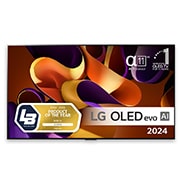 LG 97'' OLED evo AI G4 - 4K TV (2024), Sett forfra med LG OLED evo TV, OLED G4, 11 Years of world number 1 OLED-emblem og alpha 11 4K AI-prosessorlogo., OLED97G45LW, thumbnail 1