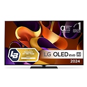 LG 55'' OLED evo AI G4 - 4K TV (2024), Sett forfra med LG OLED evo TV, OLED G4, 11 Years of world number 1 OLED-emblem og alpha 11 4K AI-prosessorlogo., OLED55G46LS, thumbnail 1