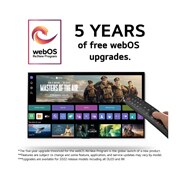 LG 50'' UHD AI UT91 - 4K TV (2024), 5 års gratis webOS-oppdateringer med webOS-logo for nytt program, med webOS-grensesnittbilde og ansvarsfraskrivelser, 50UT91006LA, thumbnail 4