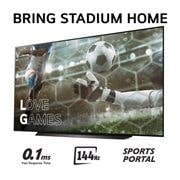 LG 83'' OLED evo AI C4 - 4K TV (2024), Bring Stadium Home med TV som har fotballbilde med Love Games, og 0,1 mz rask responstid, 144 Hz, Sports Portal skrevet nederst, OLED83C44LA, thumbnail 3