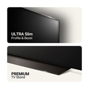 LG 83'' OLED evo AI C4 - 4K TV (2024), Toppbilde av ultraslank profil og ramme, og bunnbilde av premium TV-stativ, OLED83C44LA, thumbnail 6