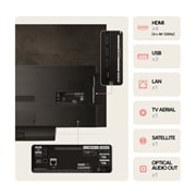 LG 48'' OLED evo AI C4 - 4K TV (2024), LG OLED C4 TV sett bakfra, med porter og tilkoblingsinformasjon, OLED48C44LA, thumbnail 7