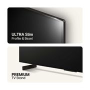 LG 42'' OLED evo AI C4 - 4K TV (2024), Toppbilde av ultraslank profil og ramme, og bunnbilde av premium TV-stativ, OLED42C44LA, thumbnail 6