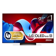 LG 55'' OLED evo AI C4 - 4K TV (2024), Sett forfra med LG OLED evo TV, OLED C4, 11 Years of world number 1 OLED-emblem og alpha 9 4K AI-prosessor Gen7-logo., OLED55C44LA, thumbnail 1