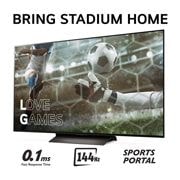 LG 55'' OLED evo AI C4 - 4K TV (2024), Bring Stadium Home med TV som har fotballbilde med Love Games, og 0,1 mz rask responstid, 144 Hz, Sports Portal skrevet nederst, OLED55C44LA, thumbnail 3