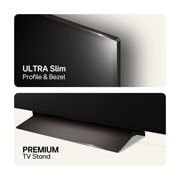LG 55'' OLED evo AI C4 - 4K TV (2024), Toppbilde av ultraslank profil og ramme, og bunnbilde av premium TV-stativ, OLED55C44LA, thumbnail 6