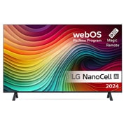 LG 43'' NANO 81 - NanoCell AI 4K Smart TV (2024), LG NanoCell AI TV, NANO81 sett forfra med tekst fra LG NanoCell AI, 2024, webOS Re:New Program-logo og Magic Remote på skjermen, 43NANO81T6A, thumbnail 1