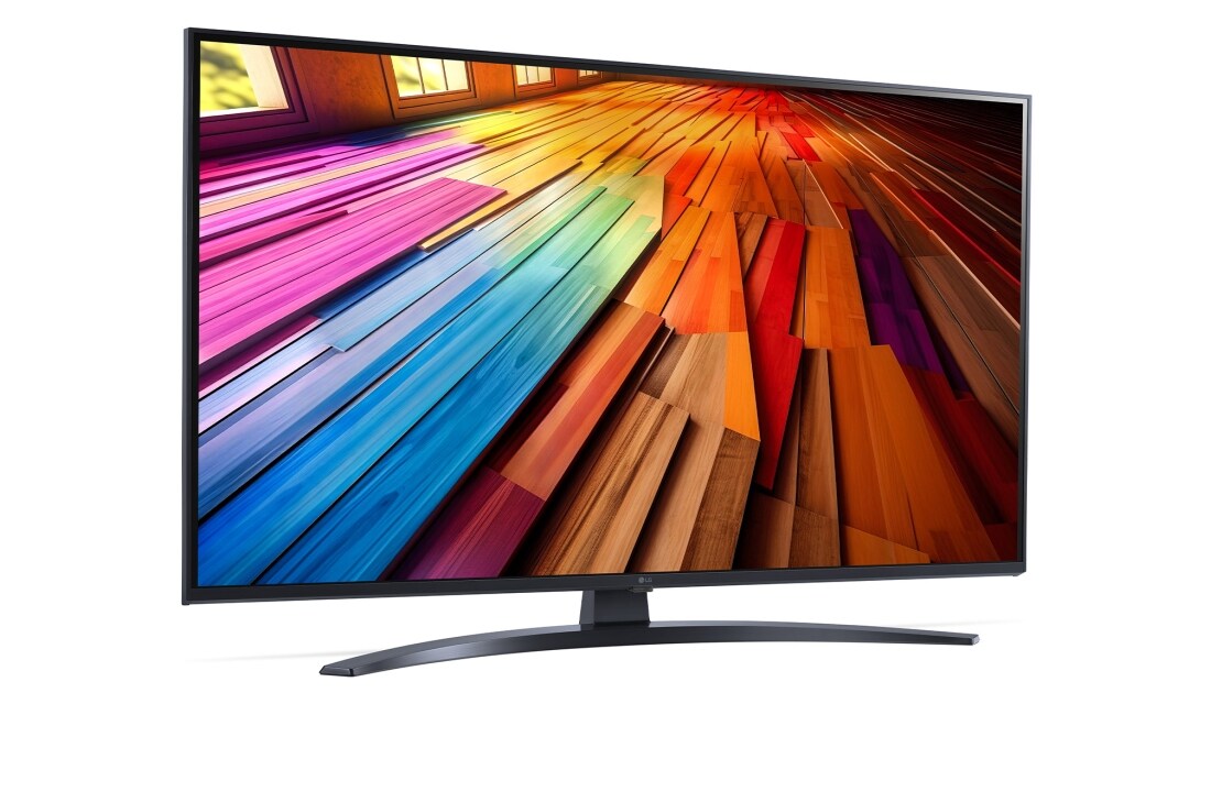 LG 43 tommer LG UHD AI UT81 4K Smart TV 2024, LG UHD TV, UT81 sett fra høyre i en liten vinkel, 43UT81006LA, thumbnail 3