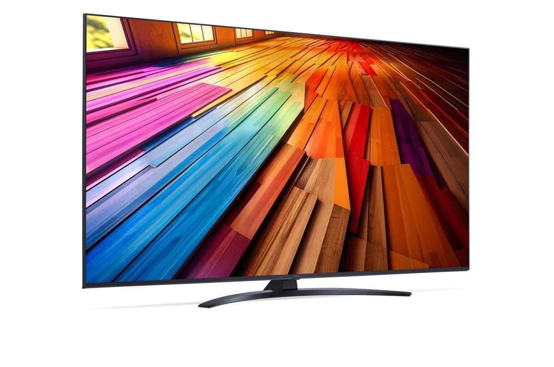 LG 65 tommer LG UHD AI UT81 4K Smart TV 2024, Lett vinklet sidevisning mot venstre av LG UHD TV, UT81, 65UT81006LA, thumbnail 3