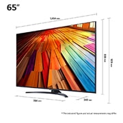 LG 65 tommer LG UHD AI UT81 4K Smart TV 2024, Lett vinklet sidevisning mot venstre av LG UHD TV, UT81, 65UT81006LA, thumbnail 2