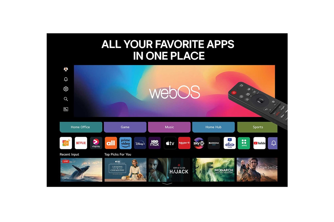 LG 77'' OLED evo AI C5 4K Smart TV 2025, Alpha 9 AI Processor Gen8 lyser opp med forskjellige blå nyanser, og lysstråler skyter ut fra den og fremhever kretsene. Ytelsesstatistikker vises. 1,7 ganger bedre AI nevral prosessering, NPU. 1,7 ga, OLED77C54LA, thumbnail 6