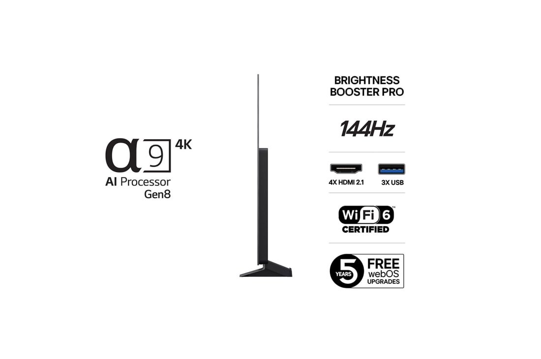 LG 65'' OLED evo AI C5 4K Smart TV 2025, Visning bakfra av LG OLED evo AI C5 4K Smart TV., OLED65C54LA, thumbnail 3