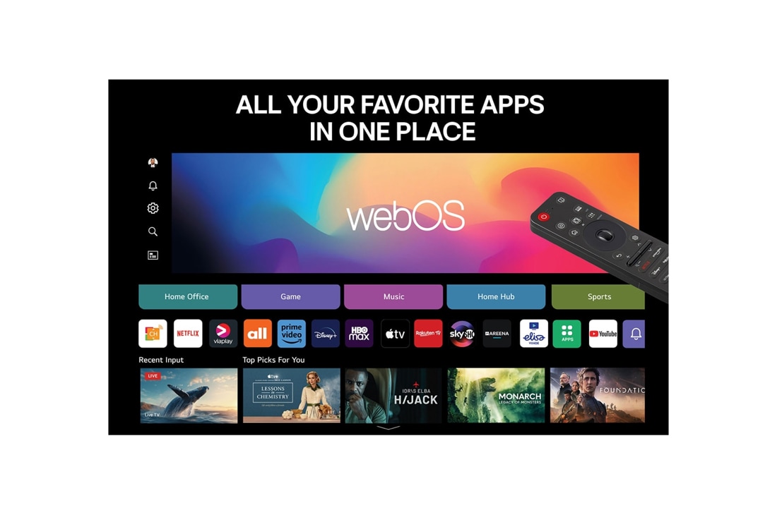 LG 55'' OLED evo AI C5 4K Smart TV 2025, Alpha 9 AI Processor Gen8 lyser opp med forskjellige blå nyanser, og lysstråler skyter ut fra den og fremhever kretsene. Ytelsesstatistikker vises. 1,7 ganger bedre AI nevral prosessering, NPU. 1,7 ga, OLED55C54LA, thumbnail 6