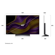 LG 48'' OLED evo AI G5 4K Smart TV 2025, dimensions view, OLED48G56LS, thumbnail 4