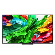 LG 75'' QNED MiniLED AI QNED87 4K Smart TV 2025, Visning forfra av LG QNED evo QNED87 TV, LG QNED evo Al Logo øverst i hjørnet. LG QNED evo QNED87 TV viser fargerike maleteksturer som kommer sammen., 75QNED87A6B, thumbnail 1