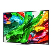 LG 75'' QNED MiniLED AI QNED87 4K Smart TV 2025, Visning forfra og fra siden av LG QNED evo QNED87 TV som viser lengde, bredde, høyde og dybde., 75QNED87A6B, thumbnail 5
