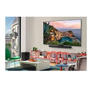 LG 42'' OLED evo AI C5 4K Smart TV 2025, LG AI Magic Remote med fremhevet AI-knapp. Rundt den er det flere funksjoner som brukeren har tilgang til via knappen. AI Voice ID, AI Search, AI Chatbot, AI Concierge, AI Picture Wizard, AI Sound Wiz, OLED42C54LA, thumbnail 12